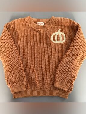 💜3/$15 Cat & Jack Toddler Girls’ Orange Knit Sweater with Pumpkin - Size 4T